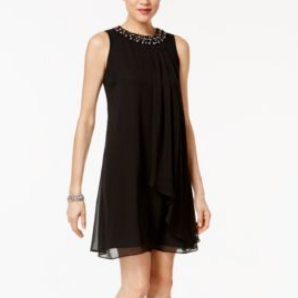 Vince Camuto Chiffon Jewel Neck Shift Dress